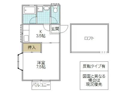 マーメイドインSSII(1K/1階)の間取り写真