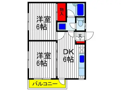 ブランチソウノ(2DK/3階)の間取り写真