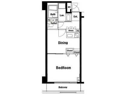 ベスト伊勢佐木長者町(1DK/3階)の間取り写真