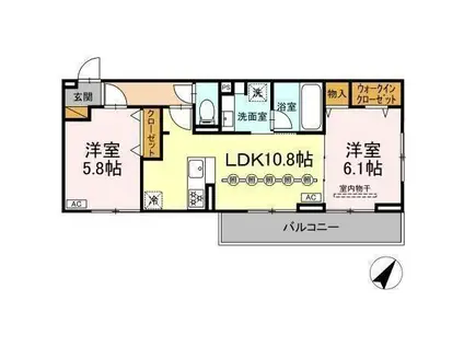 リベラル(2LDK/3階)の間取り写真