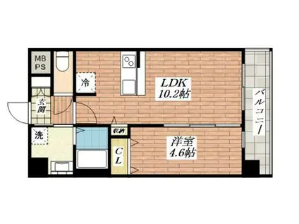 スプランディッド茨木天王(1LDK/2階)の間取り写真