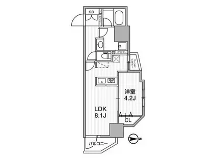 LUNIQ新御徒町I LUNIQ新御徒町I(1LDK/2階)の間取り写真
