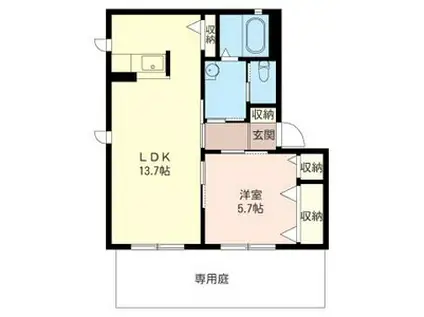 WISTERIA(1LDK/1階)の間取り写真