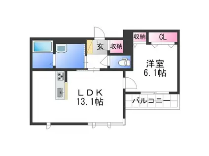 シャーメゾンNANRYU(1LDK/2階)の間取り写真