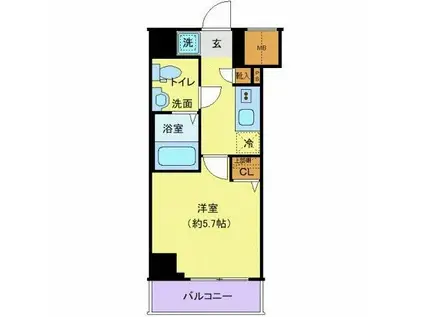 クレヴィスタ大井町(1K/7階)の間取り写真