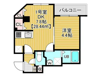 PARK RESIDENCE東千葉(1DK/7階)の間取り写真