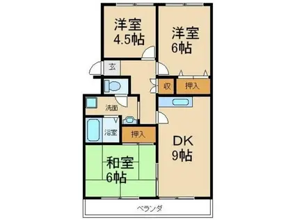 ロイヤルオクムラ(3DK/3階)の間取り写真