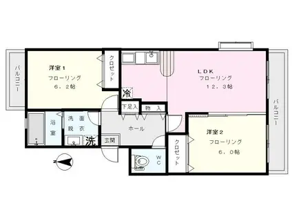 ベルウッドIII(2LDK/2階)の間取り写真