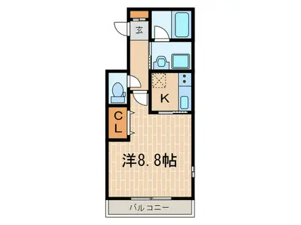 エルスタンザ塚口本町(1K/3階)の間取り写真