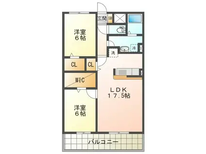 スターシンフォニー(2LDK/1階)の間取り写真