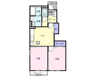 シャルマンヴィルD(2DK/1階)の間取り写真