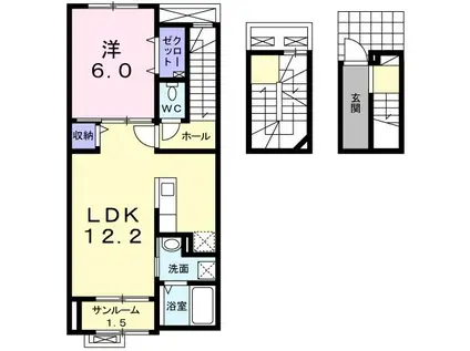 フリージア(1LDK/3階)の間取り写真
