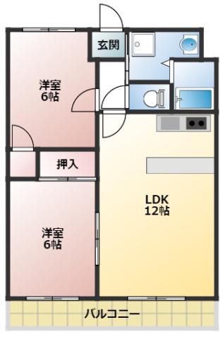 ニューフェニックスマスダ(2LDK/3階)の間取り写真