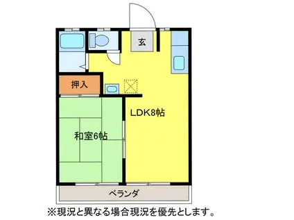 メゾン第一D(1LDK/1階)の間取り写真
