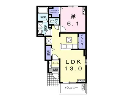 カーサ フェニーチェII(1LDK/1階)の間取り写真