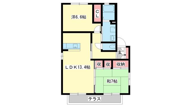 フェリシティーC(2LDK/1階)の間取り写真