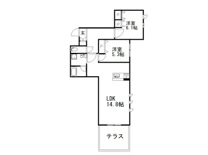 SAPHIR(2LDK/1階)の間取り写真