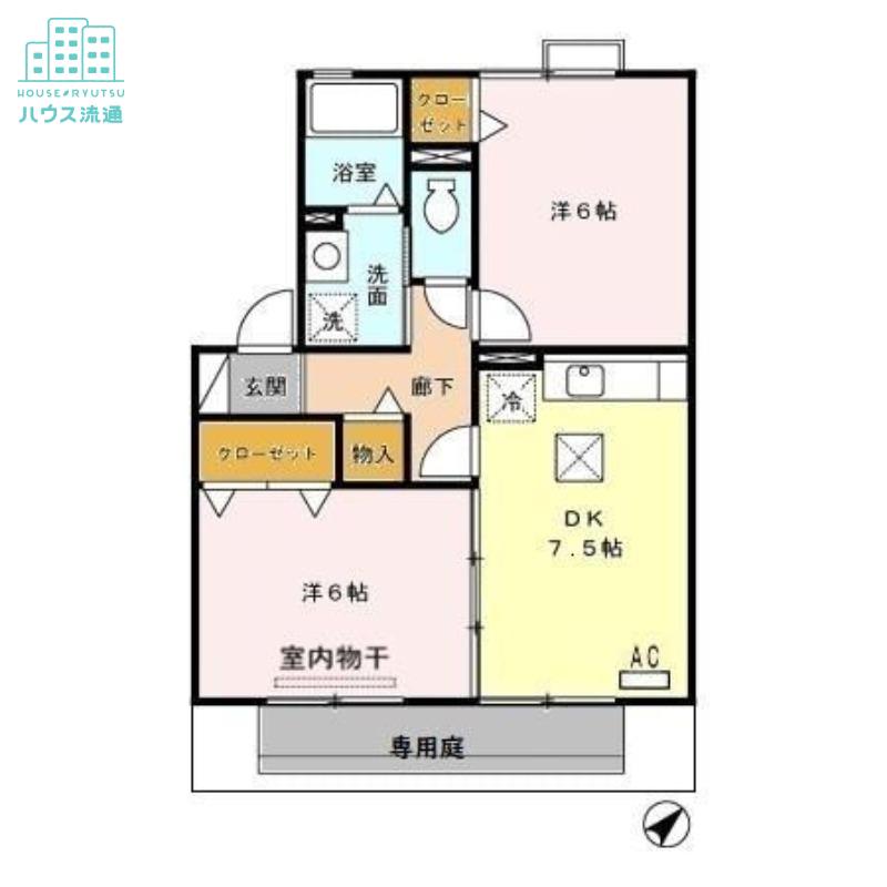 アメニティ裕(2DK/1階)の間取り写真