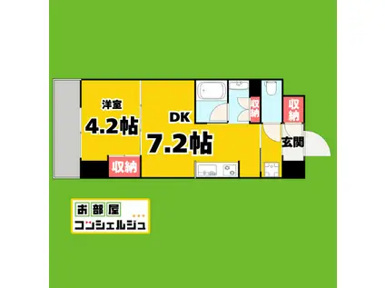ブランシエスタ金山北(1DK/14階)の間取り写真