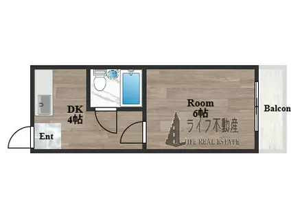 ラフォーレ新石切(1DK/2階)の間取り写真