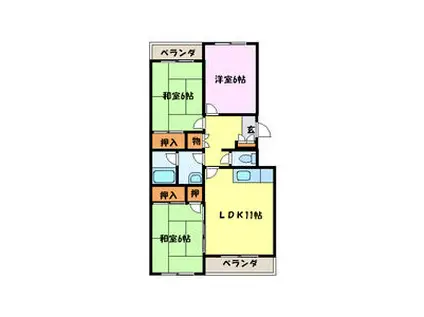 サンライズ藤(3LDK/3階)の間取り写真