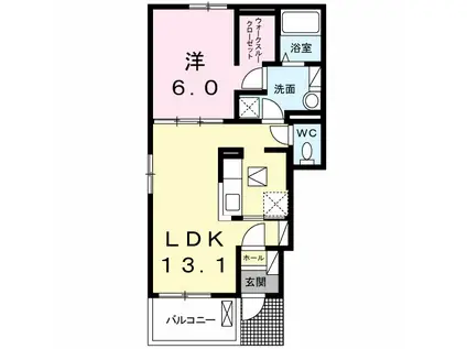 クックVI(1LDK/1階)の間取り写真