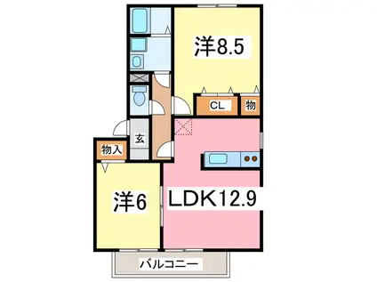 グレイズ(2LDK/1階)の間取り写真