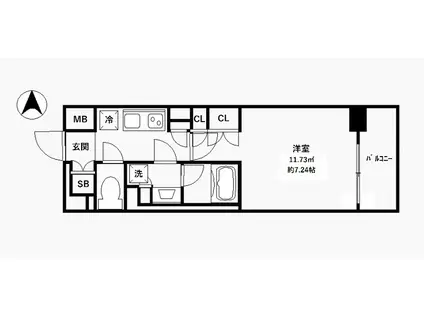 TFレジデンス川崎殿町ウエスト(1K/1階)の間取り写真