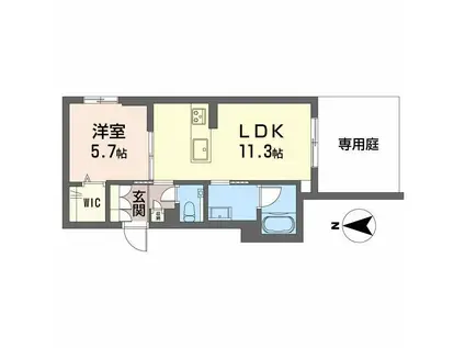 エクラージュ花町(1LDK/1階)の間取り写真