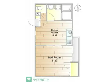 柿の木坂レジデンス(1DK/2階)の間取り写真