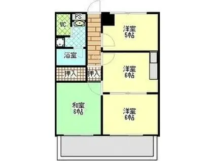 ハイツエリオン(3DK/3階)の間取り写真