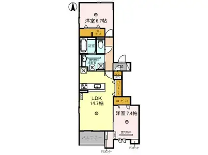 COMU TERRACE(2LDK/2階)の間取り写真