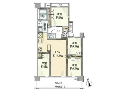 エコヴィレッジ和光新街区(4LDK/1階)の間取り写真