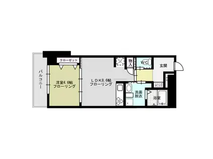 ラクレイス西新レジデンシャルタワー(1LDK/17階)の間取り写真