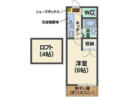 ラルグス(1K/1階)の間取り写真