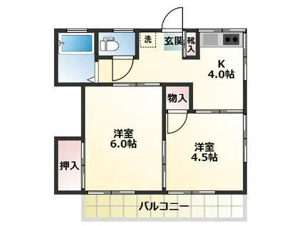 サンハイツ(2K/2階)の間取り写真