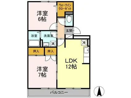 ドミールパーク江崎(2LDK/3階)の間取り写真
