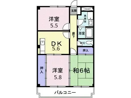 イーストサイド60(3DK/2階)の間取り写真