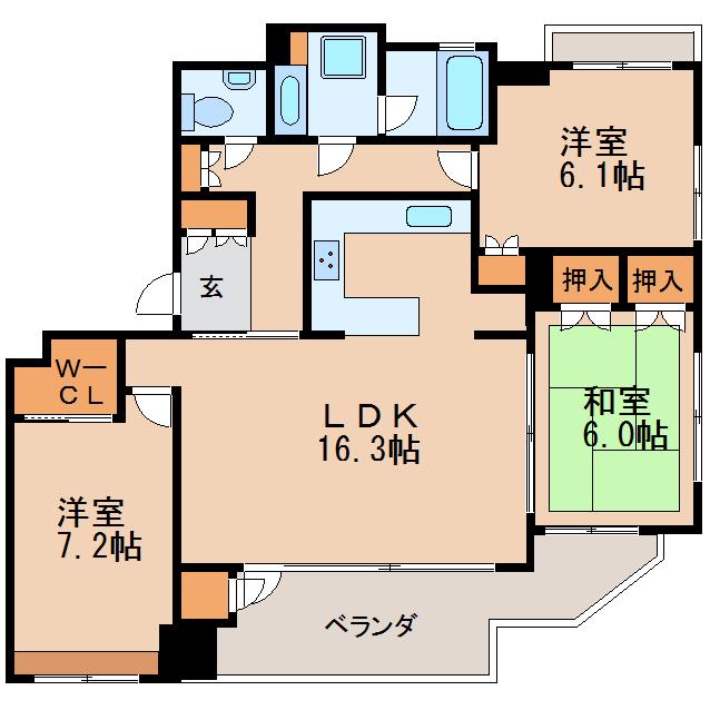 パシフィックコンフィート丸の内(3LDK/2階)の間取り写真
