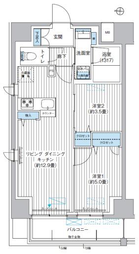 YS本所(2LDK/3階)の間取り写真