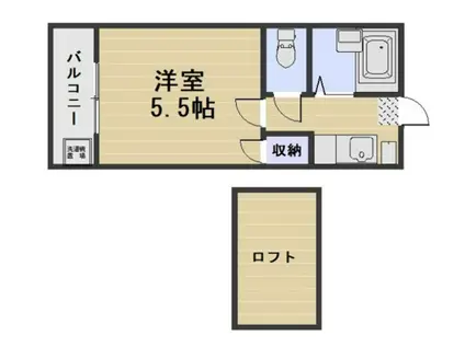 リヴェール豊成第1(1K/2階)の間取り写真