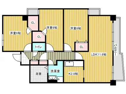 スカイヒルズST(3LDK/2階)の間取り写真