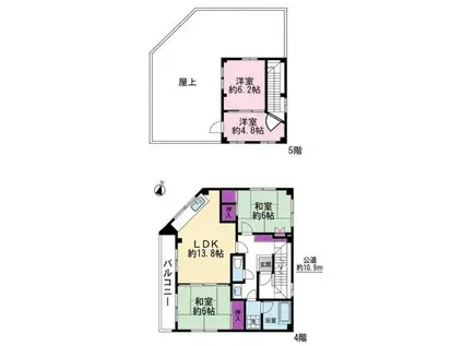 K-1ビル(4LDK/4階)の間取り写真