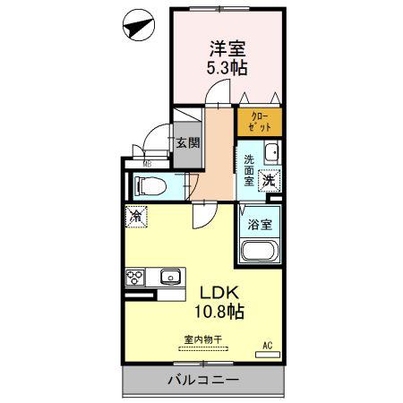 プラージュ SAKIGAKE(1LDK/2階)の間取り写真