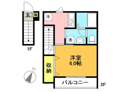 京王井の頭線 東松原駅 徒歩1分 2階建 築16年(1K/2階)の間取り写真