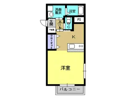 クラルテ(ワンルーム/2階)の間取り写真