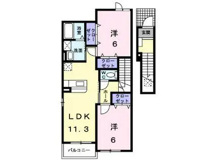 コントラーダ(2LDK/2階)の間取り写真