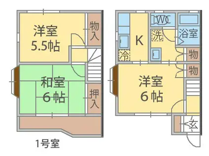 プロスペール・セイワB館(3K/1階)の間取り写真
