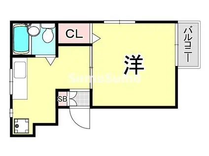 エンプレス南塚口(1DK/2階)の間取り写真