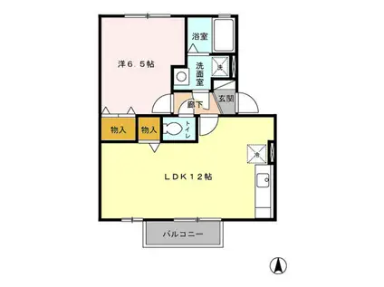 ウィルモア田迎(1LDK/2階)の間取り写真